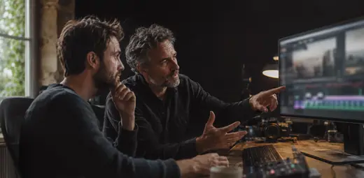 Marc accompagne un élève sur DaVinci Resolve